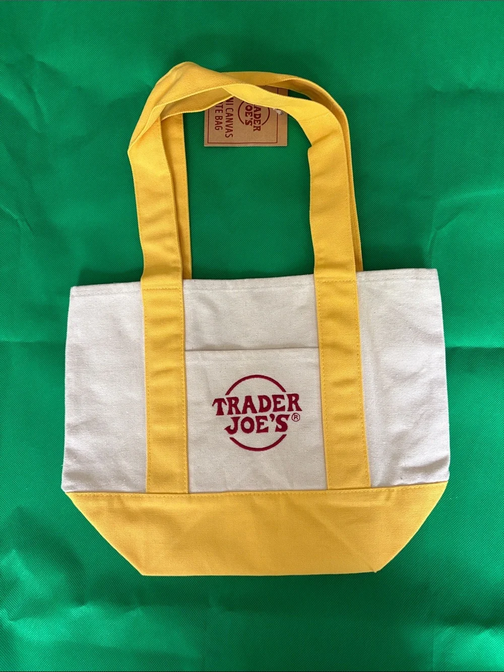 Trader Joe’s Yellow & White Canvas Tote Bag
